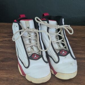 Jordan Kids White and Red Sneakers